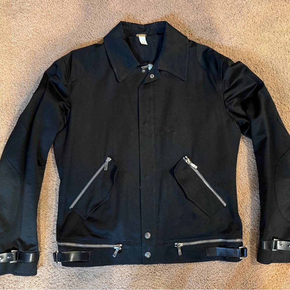 Versace Black Jacket Metal Bomber Size 54 100% Authentic